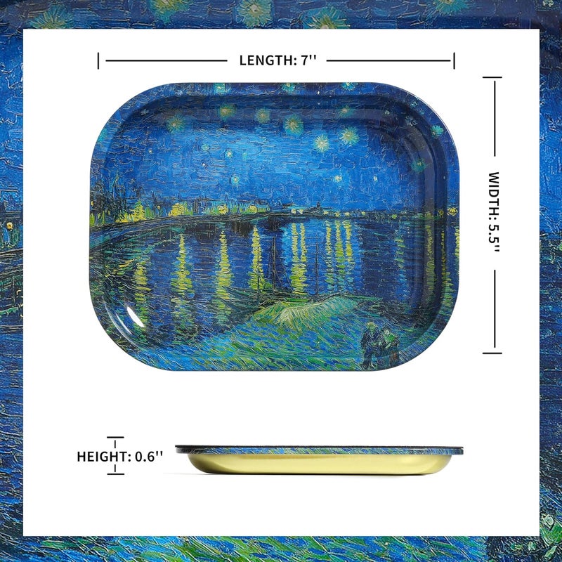 PYSEA Premium Metal Decorative Tray with PVC Soft Magnetic Lid, Van Gogh Art Small Tray, Perfect Storage for Home or On-The-Go, 7'' X 5.5'' - Image 4